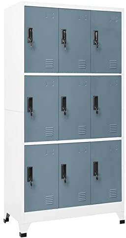 CIADAZ Schließfachschrank, Wertfachschrank, Schließfächer, Metallschrank, Personalschrank, Spind Schrank, Stahlspind, Self-Storage-schließfach, Hellgrau und Dunkelgrau 90x45x180 cm Stahl