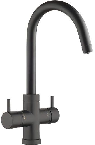 SCHOCK | Mischbatterie Aquapura 4 Wege schwarz, Doppelsteuerung für natürliches gefiltertes und/oder kaltes Wasser, Höhe 362 mm | Naturgefiltert und/oder kalt, Höhe: 362 mm