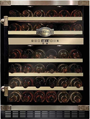 Kaiser K 64750 AD Retro Weinkühlschrank 145 l 46 Weinflachen 2 Klimazonen Freistehend/Unterbau Getränkekühlschrank,5 herausziehbare Holzregale