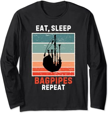 Retro Eat, Sleep Dudelsack Repeat Vintage Grunge Dudelsack Langarmshirt