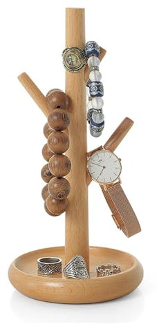 VKEID Schmuckständer Uhrenständer aus massivem Holz, Baumform, for Aufhängen von Uhren, Schnurständer, Schmuck-Organizer, Armband-Schmuckständer