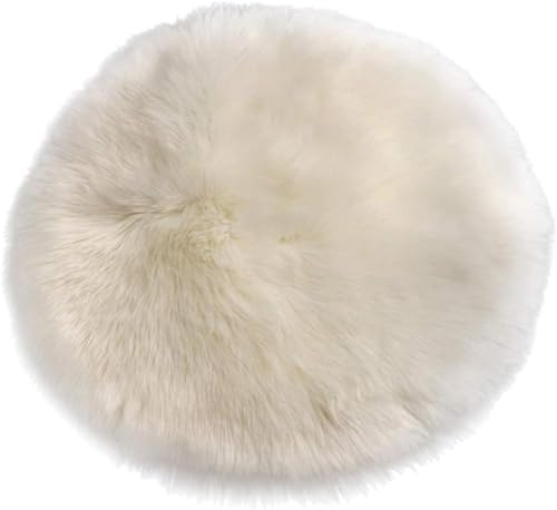 SPeesy Schaffell Lammfell Imitat, Fell Rund, Fellteppich Rund, Kunstfell Teppich - Fell Sitzkissen Stuhlkissen Rund, Fell für Stühle, Kunstfell Stuhlauflage(#5,40cm/16in)
