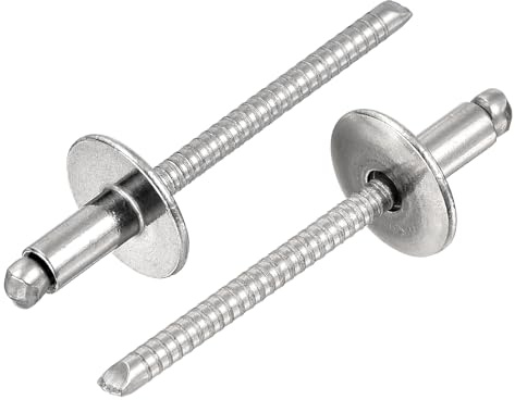 sourcing map 50Pcs 5/32x5/16 304 Stainless Steel Large Flange Round Head Rivets, Large Cap Open End Blind Rivets for Construction, Automotive Manufacturing, Aerospace, Shipbuilding (Silver)