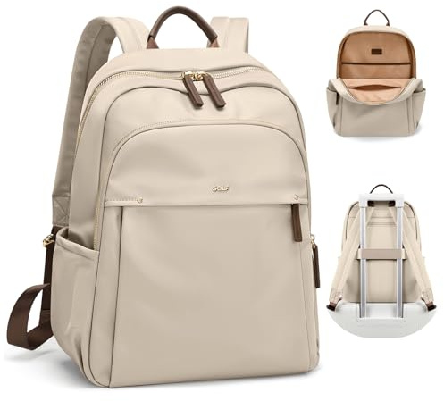 GOLF SUPAGS Zaino Porta PC Donna 14 Pollici, Impermeabile Borse del Laptop di Lavoro, Zaino da Viaggio College (Albicocca)