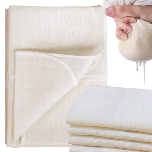 MSLSOZ Lot de 6 chiffons en mousseline pour la cuisine, 50 x 50 cm，cheese cloth，étamine douce et réutilisable pour égoutter, cuisiner et pâtisserie.