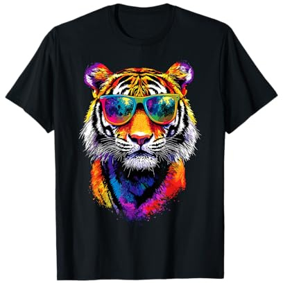 Tiger mit Sonnenbrille Tiger Katzen Liebhaber Süßer Tiger T-Shirt