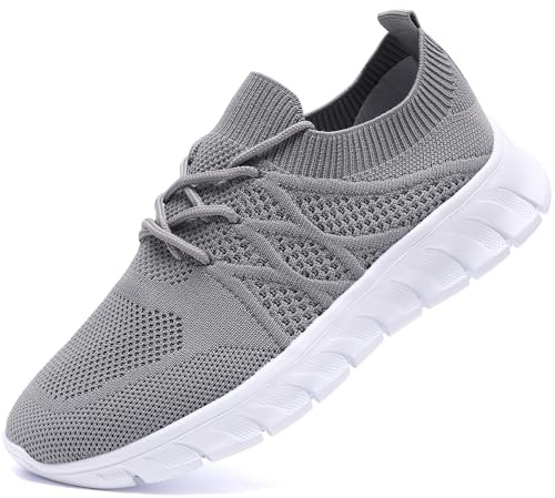 Herrskor löparskor sneakers sportskor sneakers löpning tennis skor fritid gator löparskor lätta andas promenadskor utomhus mode fitness jogging sportskor, Ljusgrå01, 44 EU