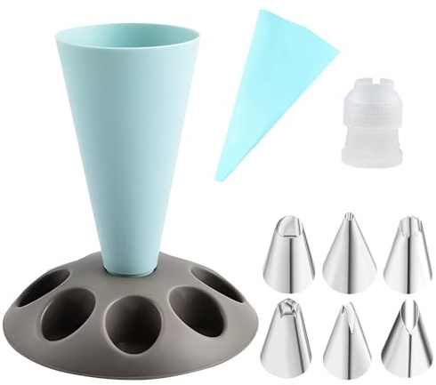 LEBKFT Piping Bag Stands Pastry Bag Holders Cake Nozzles Holder with 8 Slots Icing Tips Stand Baking Tool Display Trays Icing Tips Rack Shelf Baking Accessories Cupcake Spout Tool Stand