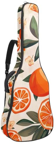 Gitarrentasche in voller Größe, wasserdichte Gitarren-Abdeckung, Tragetasche für akustische klassische E-Gitarren, Sommerfrüchte Orange mit Blumen, Mehrfarbig 04, 42.9x16.9x4.7 in, Lässiger