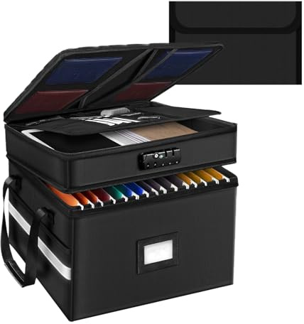 Ysislybin Caja Fuerte Ignífuga, Bolsa de Documentos Ignífuga con Cerradura Bolsa Organizador Impermeable Caja Grande para Documentos Ignífuga Plegable Estuche Ignífugo para Objetos de Valor