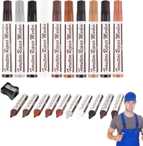 Pennarello Ritocco Legno,Parquet Ripara Graffi,Ripara Legno,Kit Riparazione Legno,Kit Riparazione Parquet,Wood Repair Kit,Floor Repair Kit,per Graffi,Macchie,Pavimenti,Armadietto,Tavolo,21 Pezzi