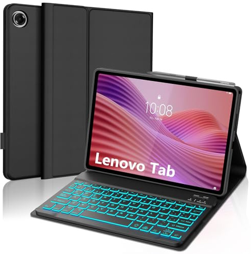 FOGARI Funda Teclado para Lenovo Tab 10.1 2025 | Español Ñ Teclado Bluetooth Magnético Desmontable para Tablet Lenovo Tab 10.1 Pulgadas 2025 TB-311FU, Negro