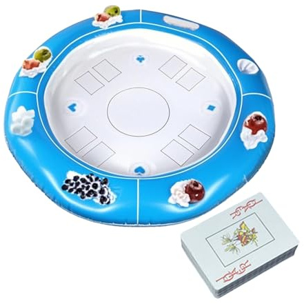 Buerfu Floating Game Table | Inflatable Card Game Table for Pool,Playing Cards and Drink Holder Attached Entertainment Accessories for Hot Days Water Park Hot Tub