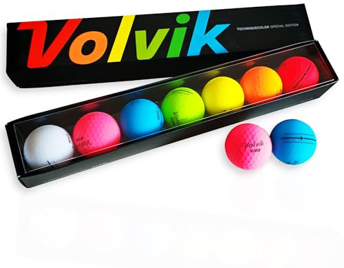 Volvik Vivid Rainbow Pack Golfbälle 7 Stück Bunter Golfball Mix in Matt - Golfgeschenk mit leuchtenden Farben