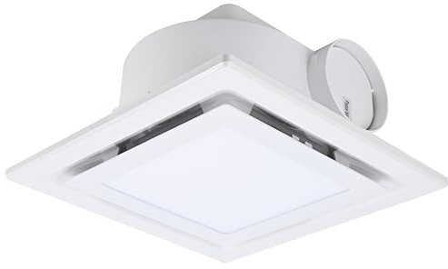 FEITON Square Bathroom Exhaust Fan with Light, 160 CFM 35W 4 Inch Duct, 100-240V 1.0 Sones Quiet Bathroom Ceiling Fan, Shower Fan Light Combo(Mounting Hole: 10.2 x 10.2 Inches)