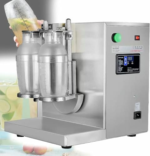 HOTAPEPU Machine À Thé De Lait Automatique Machine De Boulangerie Électrique Thé Lait À Double Cadre Et Shaker Cocktail 400r / Min en Acier Inoxydable Et Tasses Doubles ~ /