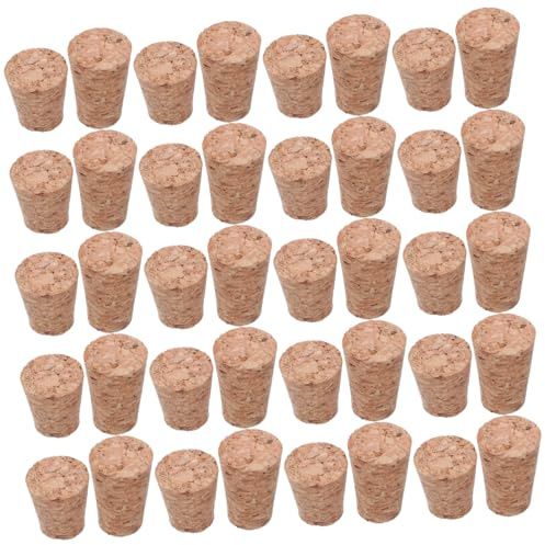 EPIGEIST 40 Piezas Unidades Tapones de Corcho Cónicos de Madera Cierre Hermético para Botellas de Vino y Cerveza Repuestos para Frascos de Vidrio para Manualidades y Botellas Decorativas