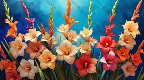500 Piece Jigsaw Puzzle Gladiolus Flowers On Blue Puzzle for Adult Entertainment DIY Collectibles Creative Birthday Gift Christmas