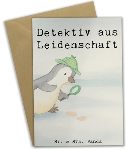 Mr. & Mrs. Panda Beileidskarte Detektiv Leidenschaft Design - Geschenk, glückwunschkarten, Agent, Lustig, Spruch, Beruf, einladungskarten, Witzig, weihnachtskarten, Grußkarten, Grußkarte, babykarte