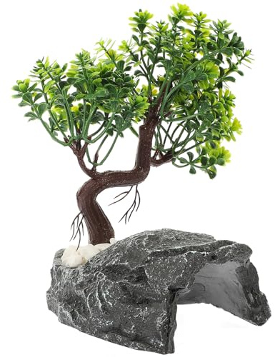 UPKOCH Cueva para Reptiles Decorativa de Resina, Escondite Pequeño para Tortugas y Lagartos, Diseño Realista Piel de Serpiente, Refugio Seguro para Terrarios y Hábitats de Reptiles