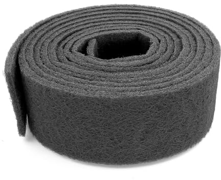 MISIQIMA 5 m × 9.5 cm Rouleau Abrasif Papier et Non-Tissé Abrasif 240 Granulométrie, Gris Non Tissé Abrasif Polyvalent, Tampon de Ponçage pour le Métal, le Bois, L’acier Inoxydable