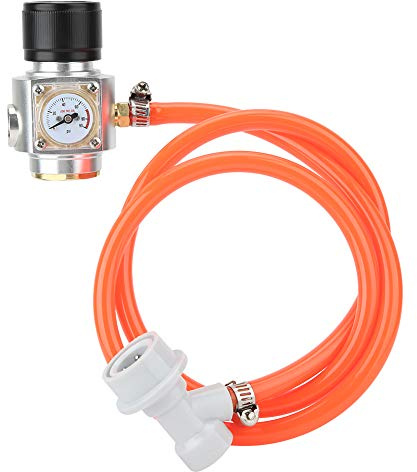 Tr21x4 Thread CO2 Charger Kit, CO2 Gas Regulator with Hose, High Pressure Aluminum Alloy Regulator for Soda Beer Keg Brewing, Easy to Adjust Knob with Clear Dial Scale, Includes 39