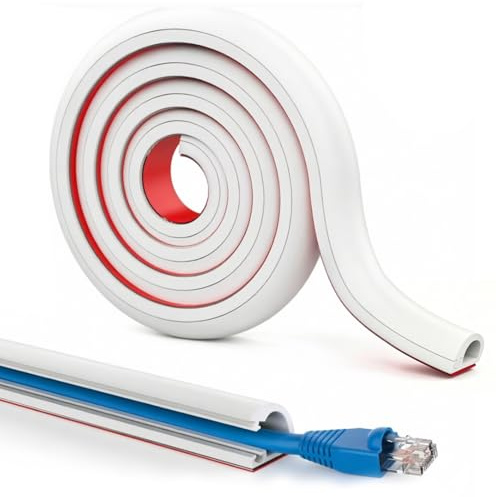 3 Metri Canalina Passacavi Adesiva, Canalina Portacavi, per Cavi Elettrici Semicircolare Copricavi Flessibile Copri Fili, per Computer Elettrici Casa Uffici, Sicurezza
