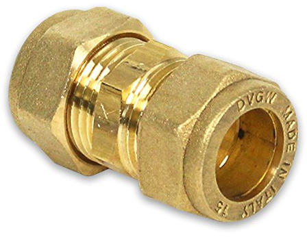 Messing-Klemmverschraubung für Kupferrohre, Kupplung, 22-22mm