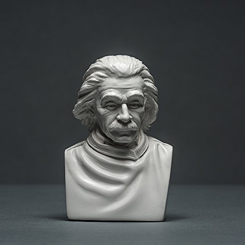 Albert Einstein Skulptur aus hochwertigem Zellan, echte Handarbeit Made in Germany, Büste in weiß, 10cm
