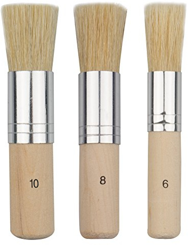 Novelfun Wooden Stencil Brush Set of 3 Natural Bristle Brushes Perfect for Acrylic Painting, Oil Painting, Watercolor Painting, Stencil Project, Card Making and DIY Art Crafts