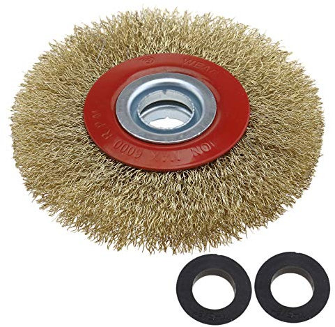 Cepillo limpiador circular metálico Ototec con cerdas de alambre de acero para esmeriladora de banco. 125/150/200 cm, 125 mm