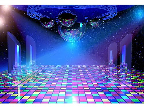 YongFoto 3x2m Vinyl Foto Hintergrund Disco Lights Bühnenhintergrund Spiegelkugeln Glänzende Sterne Fotografie Hintergrund Partydekoration Fotostudio Hintergründe Fotoshooting