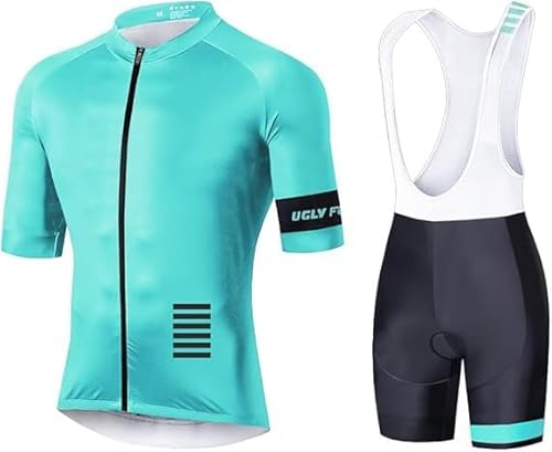 UGLY FROG Herren Kurzarm Radtrikot Set mit Jugend Rennrad Radtriktot Bid Shorts Atmungsaktiv Quick-Dry Fahrradbekleidung