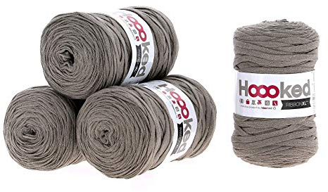 Hoooked Ribbon XL Bändchengarn Sparset aus 4 Rollen Wahl (Earth Taupe)
