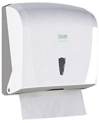 Vialli Distributeur de serviettes en papier pour papier ZZ et essuie-mains pliés - Distributeur moderne pour serviettes pliantes - Blanc