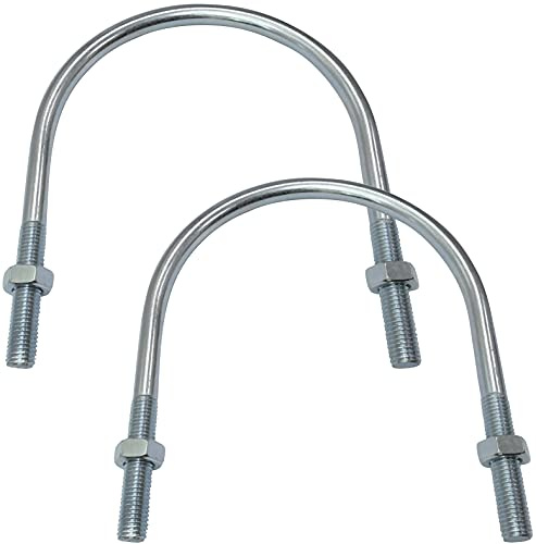 AERZETIX - C48550 - Lot de 2 Boulons en U et 4 écrous M14-215x165mm - en acier au carbone zingué - pour tuyauterie