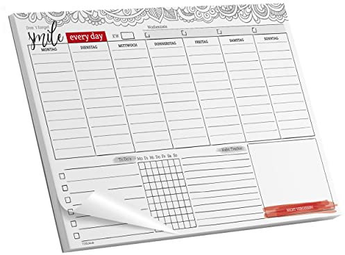 Wochenplaner Block inkl. Habit Tracker - 50 Blatt Terminplaner ohne Datum | Weekly Ziele setzen, To-Do & Merkliste erstellen, Woche & Gewohnheiten planen | Wochenkalender aus Papier in DIn A4