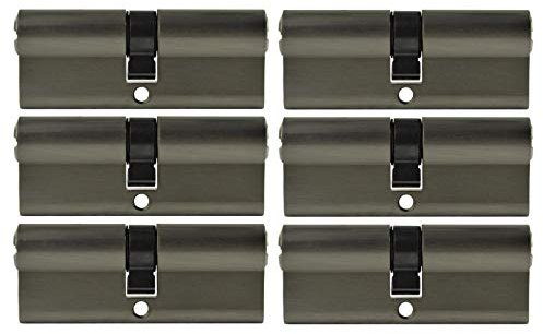 LÖWEN 60 mm 6x Zylinderschloss 30/30 Doppelzylinder gleichschließend Massive Schließzylinder inkl. 30 Wendeschlüssel A:30 B:30 6 er Set (60 mm 30/30, Profilzylinder 6 er Set gleichschließend)