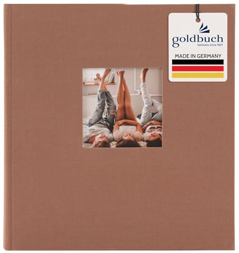 goldbuch 27 719 Bella Vista Fotoalbum mit Bildausschnitt Haselnuss, Erinnerungsalbum im Format 30 x 31 cm, Foto Album 60 weiße Seiten mit Pergamin-Trennblättern, Fotobuch mit Leineneinband, Braun