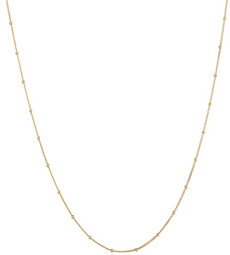 Kuzzoi Silber Halskette, Basic Kugelkette für Männer, Handgefertigte Herrenkette (1 mm) aus 925er Silber vergoldet, Silberkette für Anhänger, Länge 55 cm