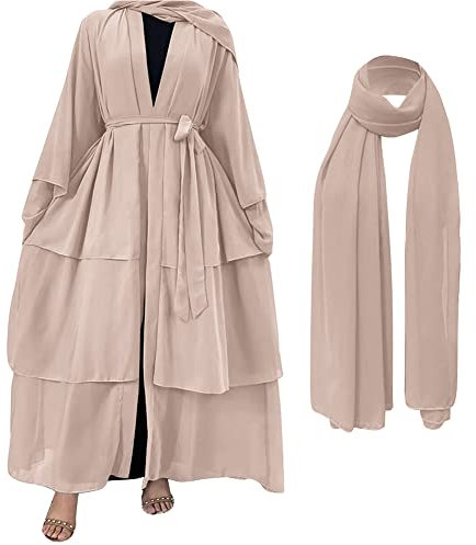 Muslimische Kleider Damen Arabische Islamische Kleidung Frauen Abaya Muslim Jilbab 2 Teilig Kaftan Khimar Hijab Kleid Islam Gebetskleidung Langarm Namaz Elbisesi Ramadan Lang Gebetskleid Nackt M