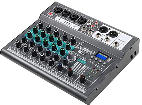 HMTE Professional DJ Mixer Board, Audio Mixer with 16 Effects Bluetooth USB Support MP3/USB Interface Playback for PC Party Studio Recording