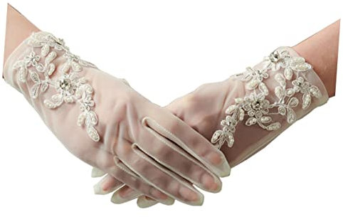 ifundom Perlenhandschuhe Für Braut Hochzeitshandschuhe Mit Perlen Kleiderhandschuhe Für Bräute Handschuhe Für Frauen Und Mädchen Einheitsgröße Modisch Und Bequem Für Hochzeiten Partys Und