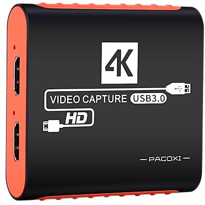 Capture Card with 4K Passthrough, USB3.0 1080P 60FPS HDMI Video Cam Link Capture Card for DSLR Camera, Gaming Capture Card for Nintendo Switch/PS5/PS4/Xbox for OBS Twitch Live Streaming and Recording