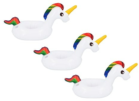 Boland 50026 - Aufblasbarer Becherhalter Einhorn, 3 Stück im Set, Getränkehalter, Dekoration, Party Deko für Pool, Sommerfest und Mottoparty