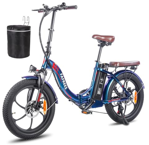 Fafrees F20-Pro Klapprad E-Bike Elektrofahrräder 20 Zoll, e Bike Herren 36V 18AH Akku, Fatbike 250W e Bike Damen, Mountain ebike 25km/h, Electric Bike für Erwachsene, Blau