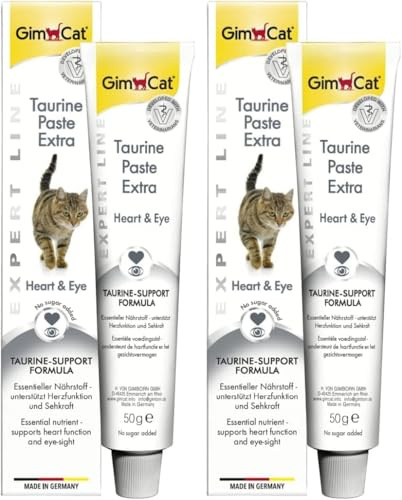 GimCat EXPERT LINE Taurine Pasta Extra, Snack per gatti funzionale che rinforza la funzionalità cardiaca e la vista, 1 tubetto, 1 x 50 g (Confezione da 2)