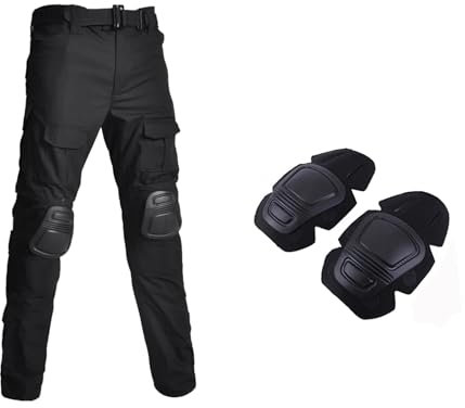 ZMIN Taktische Paintball Anzüge mit Polsterung Arbeitskleidung Safari Hosen Militäruniform Kampfhemden Cargo Hosen Armee Anzüge black pants S