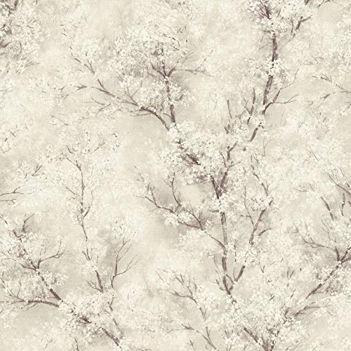 BRICOFLOR Papier peint japonais beige effet ancien Tapisserie fleur de cerisier beige pour cuisine Papier peint fleuri couloir & chambre