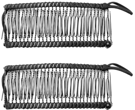 GLADFRESIT Lot de 2 peignes à cheveux extensibles à 30 dents vintage sans pli - Pinces à cheveux réglables pour queue de cheval - Accessoires de cheveux pour femmes et filles